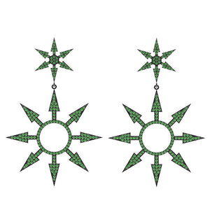 3.9ct Natural Pave Chrome Diopside 925 Silver Arrow Star Dangle Earrings Jewelry