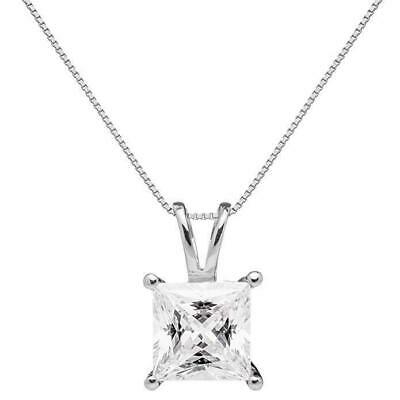 1.0 ct Princess Cut Solitaire 14k White Gold Over Diamond Pendant With 18