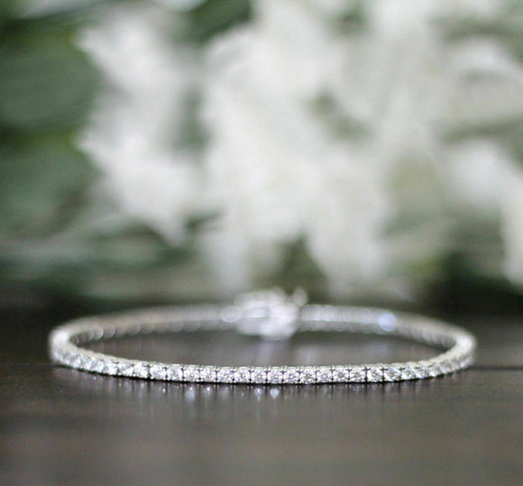 3 Ct.tw Round Cut Diamond 14k White Gold Over 025 Silver Tennis Bracelet 8