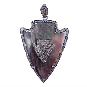 24.80ct Onyx Gemstone Pave Diamond Fashion 925 Sterling Silver Pendant Jewelry