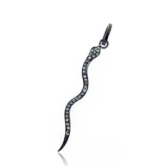 0.35CTW Natural White Diamond 925 Sterling Silver Handmade Snake Pendant Jewelry