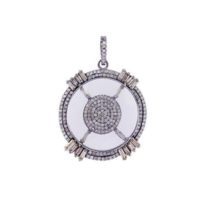 Gorgeous White Crystal Pave Baguette Diamond 925 Silver Pendant Jewelry PE-269