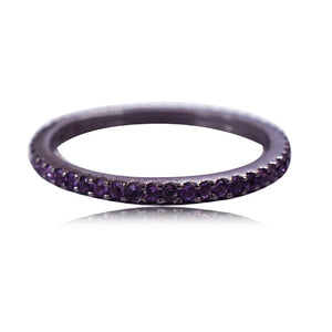 Natural Purple Amethyst Gemstone 925 Silver Eternity Band Ring Jewelry Size 7