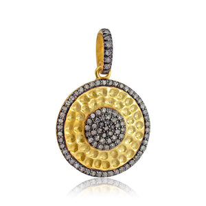 Pave Setting Diamond 925 Silver Gold Plated Handmade Pendant Jewelry PEMJ-836