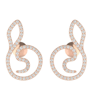 14k Rose Gold Gorgeous Pave Set White Diamond Snake Womens Stud Earrings Jewelry