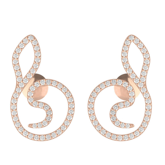 14k Rose Gold Gorgeous Pave Set White Diamond Snake Womens Stud Earrings Jewelry