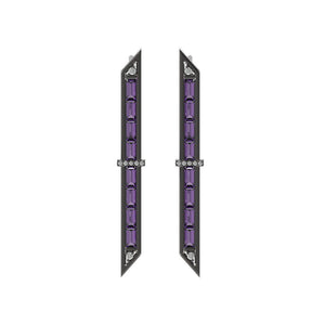 2.46cts Purple Amethyst Baguette Diamond 925 Silver Bar Stud Earrings Jewelry