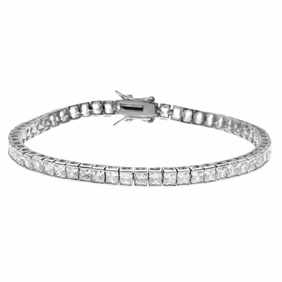 12.00 CT Princess Cut White Diamond 14k White Gold Over Tennis Bracelet 7