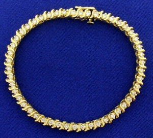 10.50 Ct Round Cut Diamond 14k Yellow Gold Over Womens Tennis Bracelet 7 1/2"