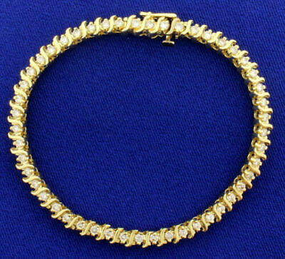 10.50 Ct Round Cut Diamond 14k Yellow Gold Over Womens Tennis Bracelet 7 1/2