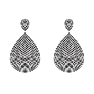 Fabulous Pave Set White Diamond 925 Silver Handmade Dangle Earrings Jewelry