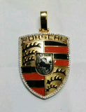 Lucky PORSCHE Pendant CAR COMPANY SYMBOL Diamond Studded Sterling SILVER925