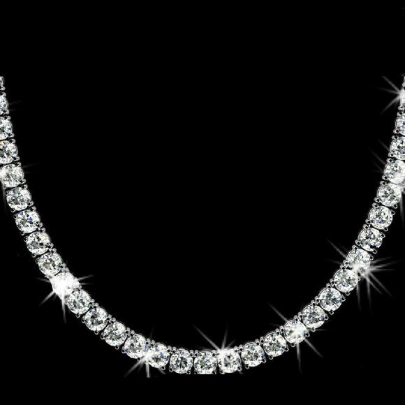 20 Ct Brilliant-Cut Sim Diamond 14K White Gold Fn Women's Tennis Necklace 16