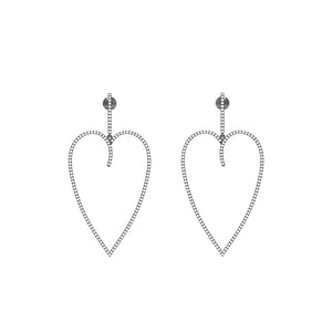 1.28ct Pave Setting Diamond 925 Sterling Silver Heart Dangle Earrings Jewelry