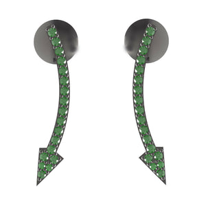 0.36cts Pave Chrome Diopside Fine 925 Silver Arrow Stud Earrings Womens Jewelry