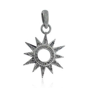 Natural Pave Diamond 925 Sterling Silver Starburst Pendant Jewelry PEMJOS-486