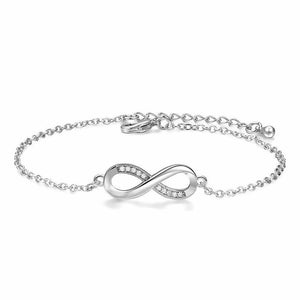 18k White Gold Over 0.25 CT D/VVS1 Diamond Ladies 7" Chain Infinity Bracelet