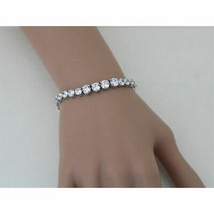 5.00 Ct Round Diamond Round 14K White Gold Over Graduated Tennis Bracelet 7.25"