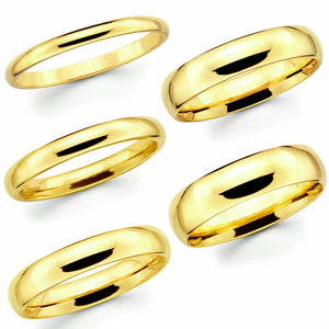 14K Yellow Gold Over 2mm 3mm 4mm 5mm 6mm Comfort Fit Men Women Wedding Band Ring