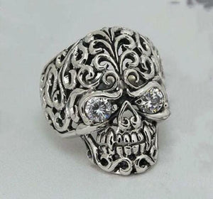 Vintage Unique Antique Skull Design Engagement Wedding Ring 925 Sterling Silver