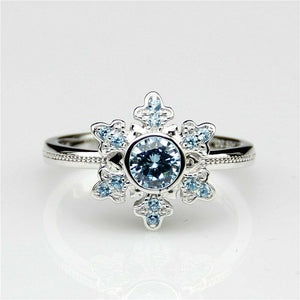 0.50 ct Aquamarine 14k White Gold Over Snowflake Princess Queen's Wedding Ring