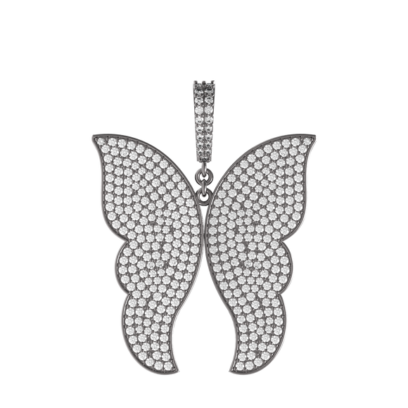 Natural Pave White Diamond 925 Silver Butterfly 18