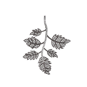 Stunning Natural Pave Diamond 925 Sterling Silver Handmade Leaf Pendant Jewelry