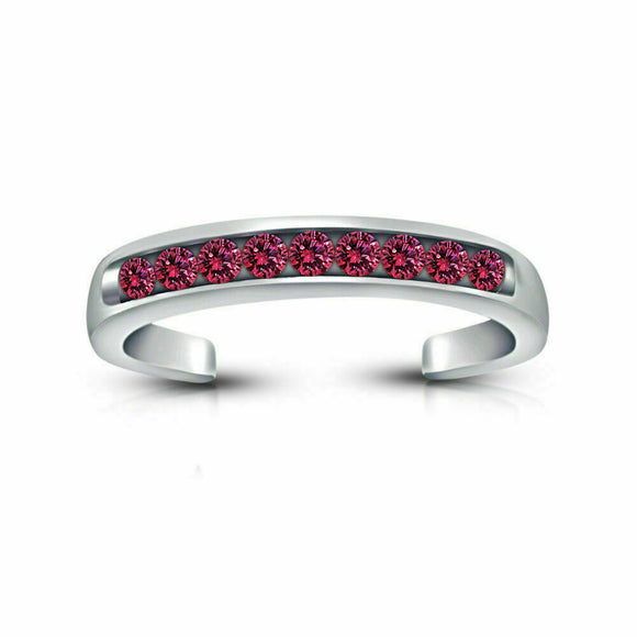 Pink Sapphire 14k White Gold Over .925 Sterling Silver Adjustable Band Toe Ring