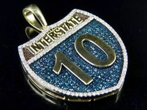 HipHop Stylish Pendant Vintage Interstate 10 Statement Solid Sterling Silver