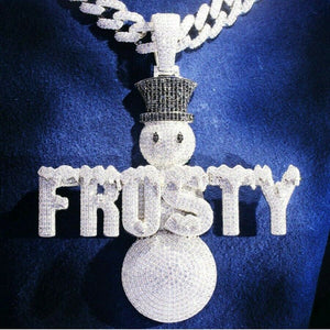 HipHop Style Pendant FRUSTY CARTOON Diamond Studded Solid Sterling SILVER925