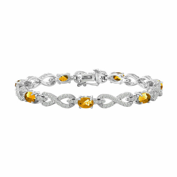 8.00 Ct Oval Yellow Citrine Tennis Bracelet Women Jewelry 14K White Gold Over 7