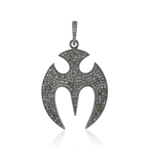 Natural Pave Diamond Bat 925 Solid Silver 18