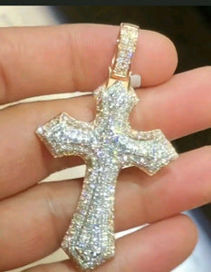 HipHop Style Pendant cross unique design diamond studed strling Silver 925