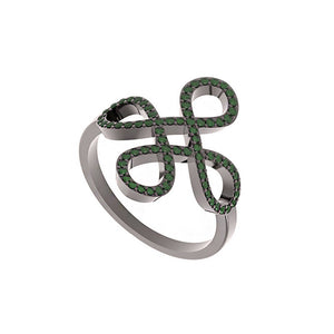 0.75cts Pave Chrome Diopside 925 Solid Silver Celtic Knot Ring Jewelry Size 7