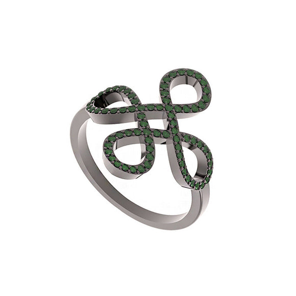 0.75cts Pave Chrome Diopside 925 Solid Silver Celtic Knot Ring Jewelry Size 7