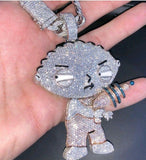 Lucky HipHop Style SCREW-MAN cartoon PENDANT Diamond Studded Sterling SILVER925