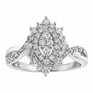 Womens 1/2 CT. T.W. D/VVS1 Round Cut Diamond 10K White Gold Over Engagement Ring