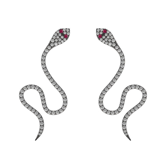 0.345ct Pave Setting Diamond Snake Design Ear Cuff 925 Sterling Silver Jewelry