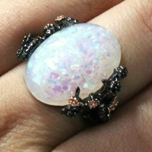 Gorgeous Oval White Opal Ring Women Wedding Engagement Jewelry Gift Free Ship