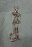 HipHop Style Pendant Pink Panther Diamond Studded Unique Design Sterling Silver