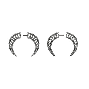 .925 Sterling Silver Pave Diamond Designer Tunnel Earrings Women's Gift Jewelry