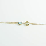 14K Gold Bracelet Gemstone, Blue Topaz Lemon Quartz Double Gem Bracelet