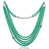 Beautiful Green Emerald Beads Diamond Ball 925 Silver Necklace Jewelry NEMJ-256