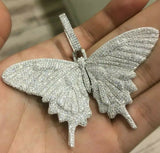 HipHop Style Pendant Beautiful Butterfly Style Solid Sterling Silver 925