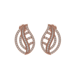 14k Rose Gold Genuine Pave Setting Diamond Designer Womens Stud Earrings Jewelry