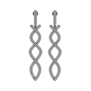 2.40cts Natural Pave Diamond 925 Solid Silver Handmade Dangle Earrings Jewelry