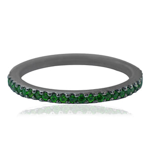 925 Solid Silver Chrome Diopside Eternity Band Ring Friendship Day Jewelry Gifts