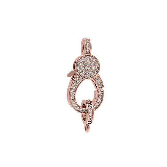 Natural Pave Diamond 14k Rose Gold Lobster Lock Claps Finding Jewelry FI-81RWD
