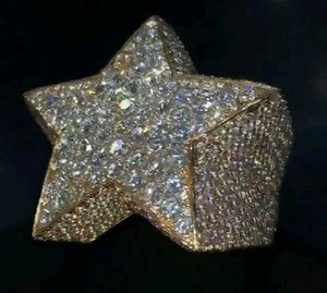 ROCKSTAR Ring STAR SHAPE OVER ALL DIAMOND STUDDED Sterling SILVER925