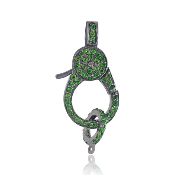 Natural Chrome Diopside 925 Silver Lobster Lock Claps Finding Jewelry FI-81SCD